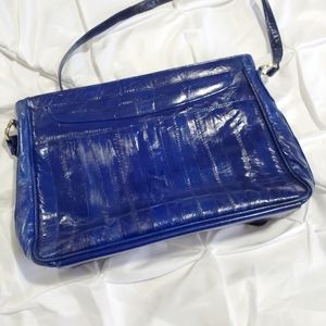 Vintage Eel leather blue purse Korean
